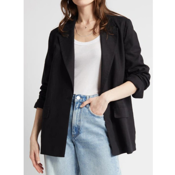 NORDSTROM Treasure & Bond  Black Line/Viscose Blend Blazer Size L PERFECT - Picture 9 of 9